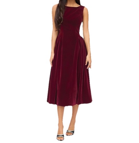 Red velvet dress open - red,