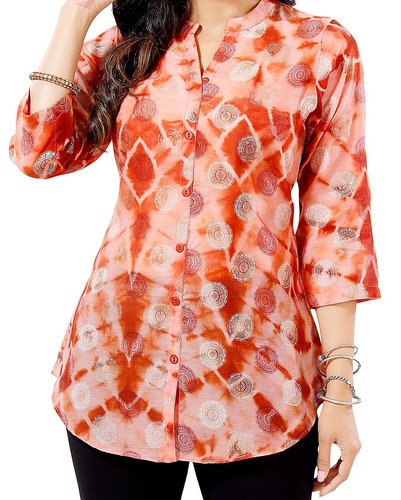 Women orange printed kurti - orange,