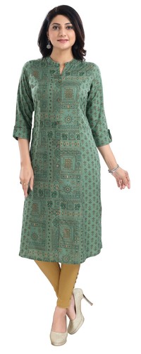 Mm327 viscose green kurtis for - mm327,