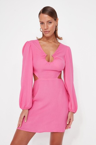 Uk10 new pink detailed viscose - new,