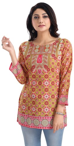 Polyester yellow kurtis - kurtis, for