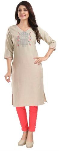 Kurtis women beige poly - kurtis, cotton